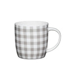Kitchencraft 425ml Barrel Mug - Grey Gingham - Potters Cookshop