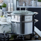 Le Creuset 3-Ply Stainless Steel Multi Steamer With Glass Lid - Large - Potters Cookshop