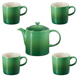 Le Creuset Bamboo Stoneware 4 Piece Mug & Grand Teapot Set - Green - Potters Cookshop
