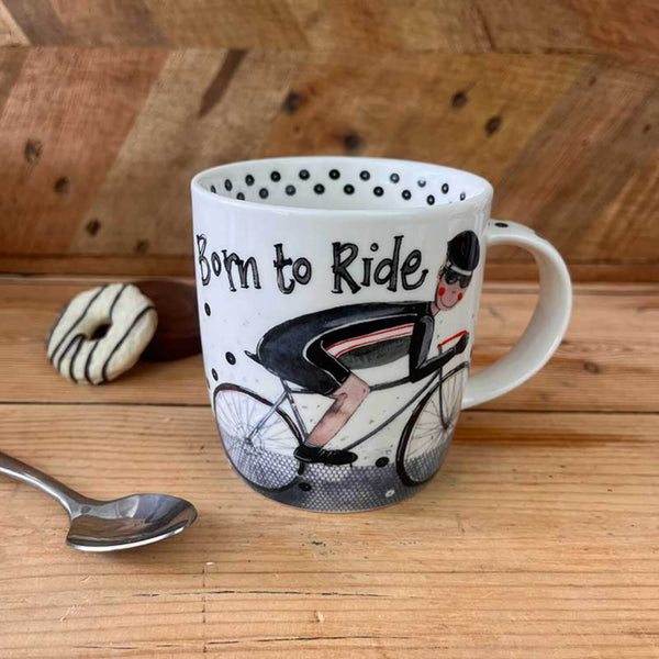 Alex Clark 400ml Mug - Born To Ride - Cycling