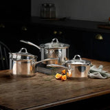Stellar 7000 Draining Stainless Steel Saucepan Set - 3 Piece