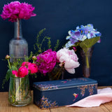 Sara Miller London Long Deep Rectangular Tin - Navy Hummingbird