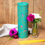 Sara Miller London Tall Round Tin - Green Birds