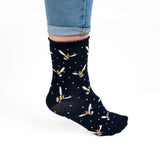 Wrendale Designs By Hannah Dale Ladies Black Socks - Busy Bee