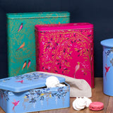 Sara Miller London Tall Round Tin - Green Birds