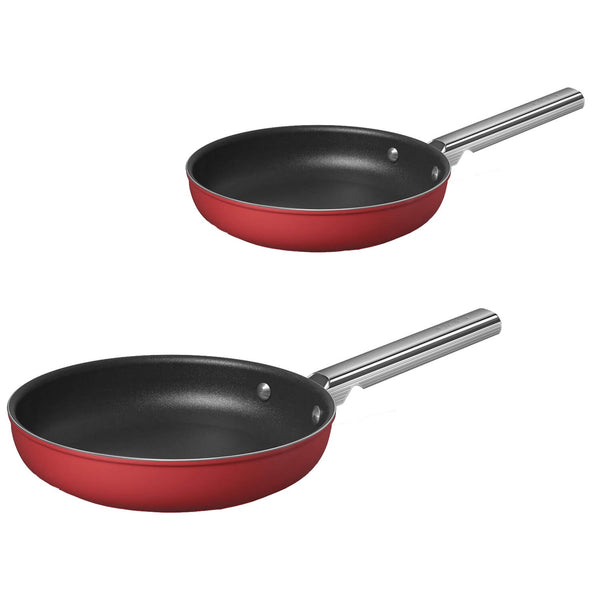Smeg Cookware 2 Piece Non-Stick Frying Pan Set - Red