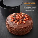 Tower Precision Plus Carbon Steel 20cm Round Non-Stick Loose Base Deep Cake Tin - Black