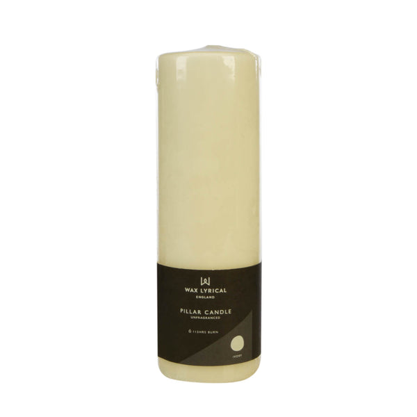 Wax Lyrical Unfragranced Ivory Pillar Candle - 7cm x 20cm