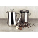 Grunwerg Cafe Ole Double Wall Stainless Steel Cafetiere - 6 Cup - Potters Cookshop