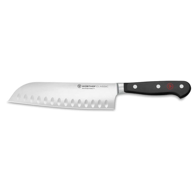 Wusthof Classic 17cm Scalloped Santoku Knife - Black
