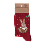 Wrendale Designs by Hannah Dale Ladies Bamboo Christmas Socks - Little Pudding - Rabbit
