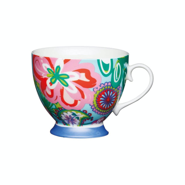 KitchenCraft 400ml Footed Mug - Bright Floral - Potters Cookshop