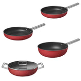 Smeg Cookware 4 Piece Non Stick Mixed Cookware Set - Red