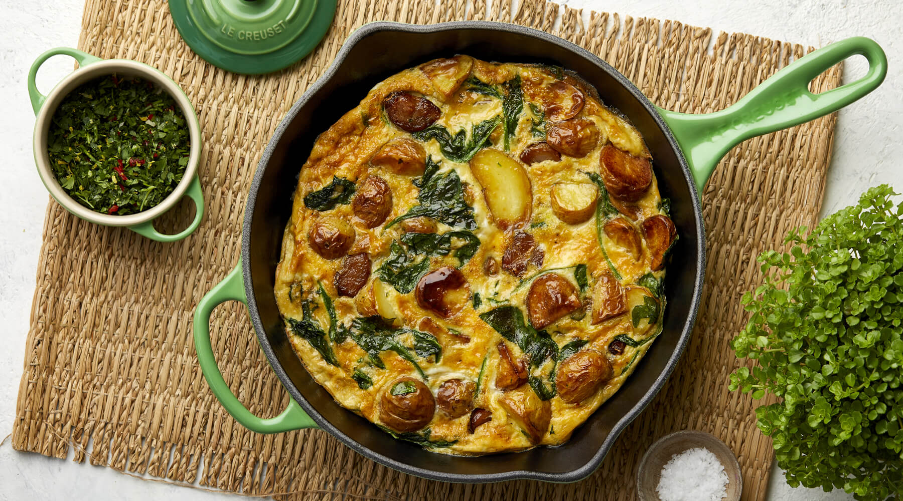 Mellow Confit Garlic Frittata with Gremolata Recipe Le Creuset