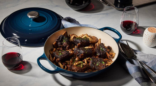 Le Creuset Porcini Braised Short Ribs with Garlic Herb Mushrooms Recipe Lifestyle