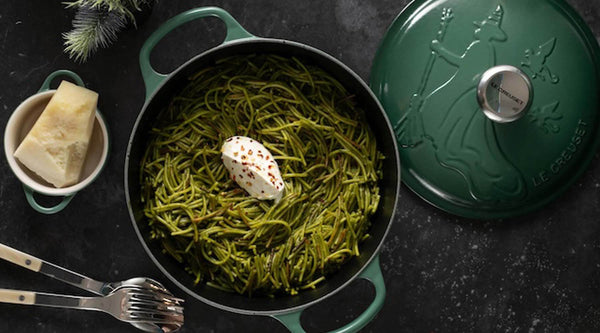 Le Creuset Broom Bristle Toasted Pesto Noodles Recipe Lifestyle