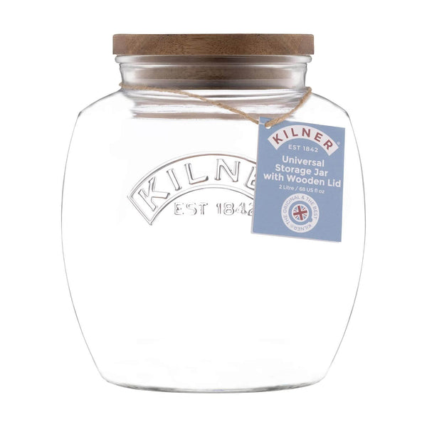 Kilner 2 Litre Universal Glass Jar with Acacia Lid