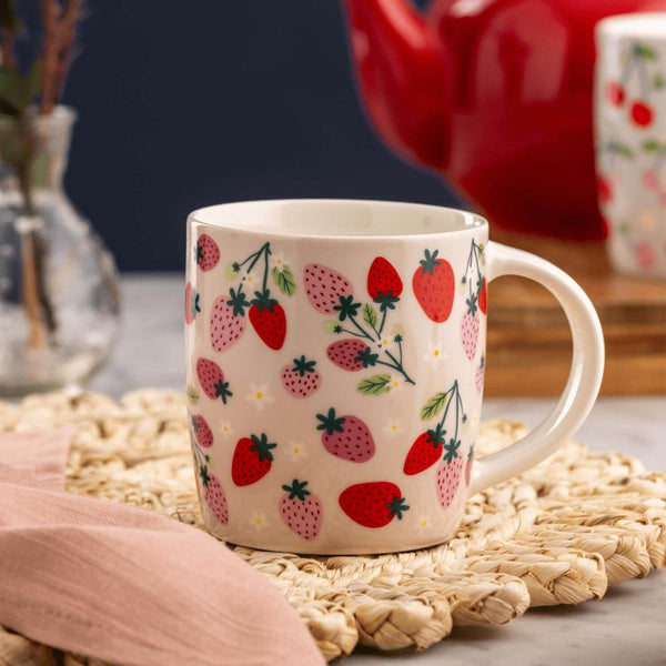 Price & Kensington 340ml Fine China Mug - Strawberries