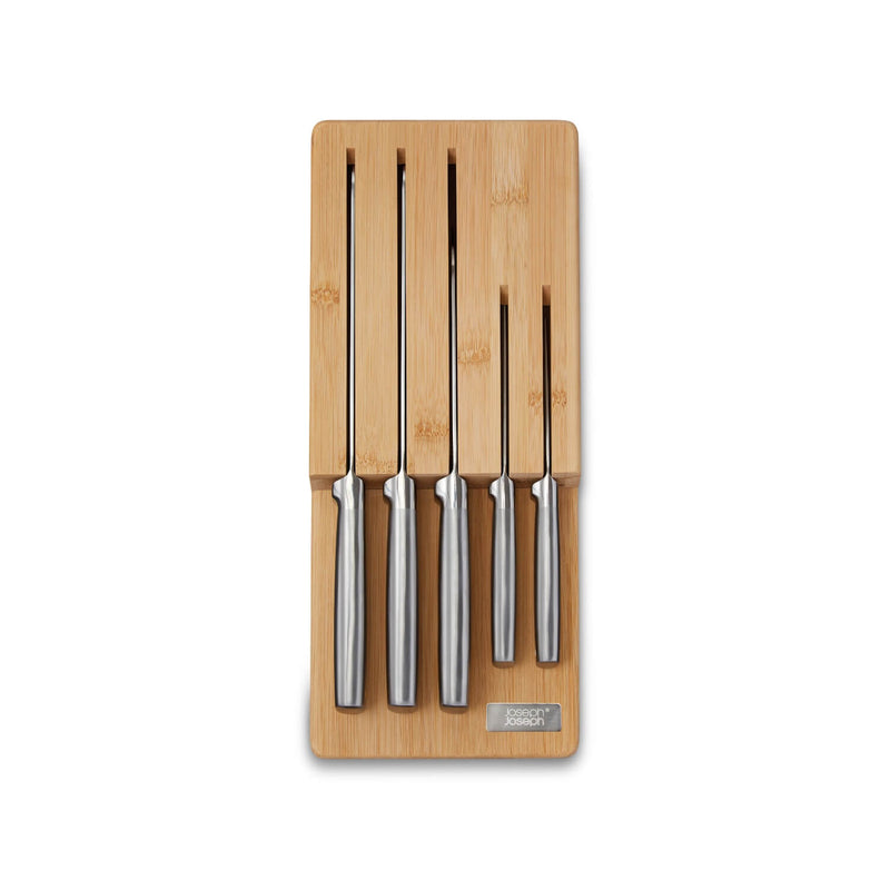 Joseph Joseph Elevate Steel 5-Piece Knife Set with Bamboo In-Drawer Tray