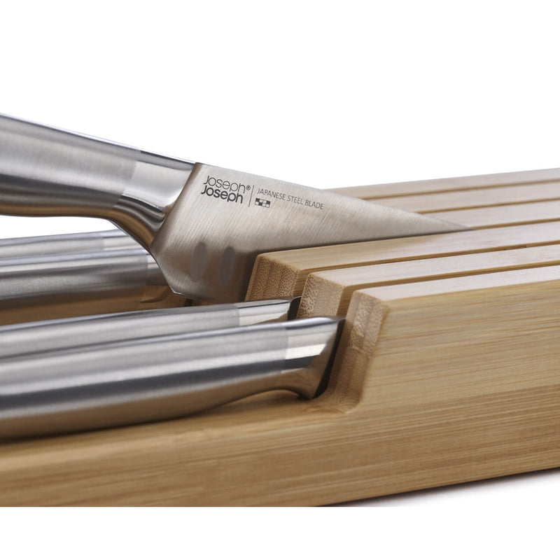 Joseph Joseph Elevate Steel 5-Piece Knife Set with Bamboo In-Drawer Tray