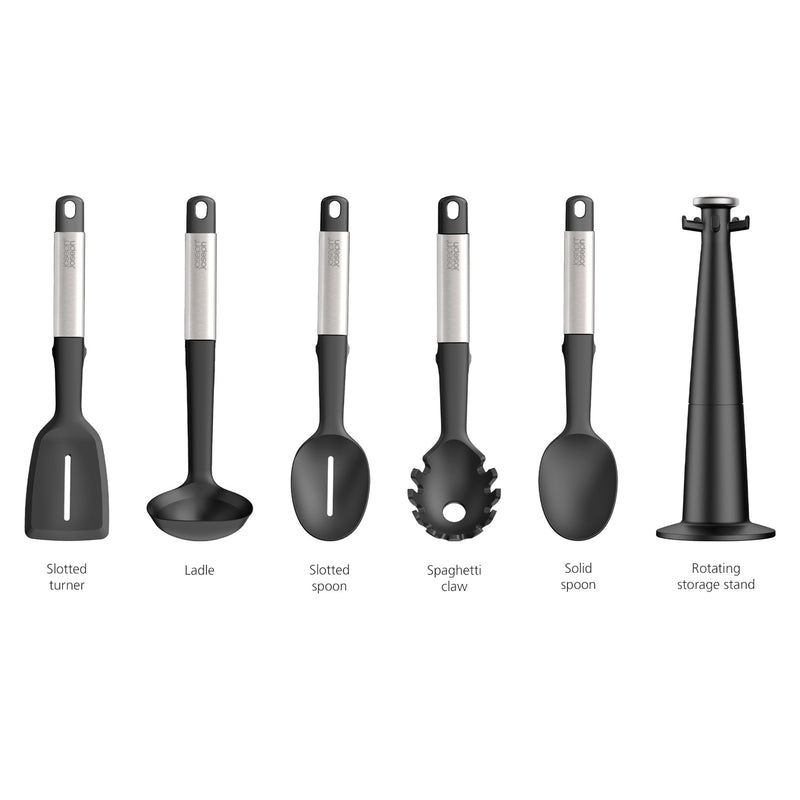 Joseph Joseph Elevate Stainless Steel & Silicone Utensil 5-Piece Carousel Set