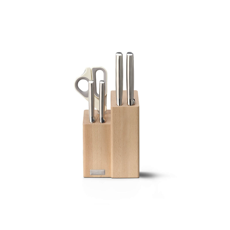 Joseph Joseph Elevate Fusion 5-Piece Knife & Scissor Set with Beechwood Block