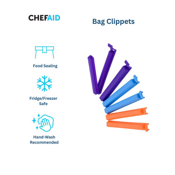 Chef Aid Pack of 6 Bag Clippets - Multicoloured