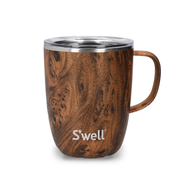S'well 350ml Travel Mug with Handle - Teakwood