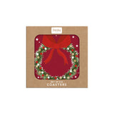 Denby Christmas Joy Wreath Round Coasters - Set Of 6