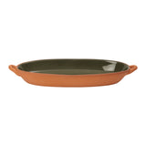 Dexam Sintra Glazed Terracotta 38cm x 14cm Oval Baking Dish - Olive Green