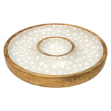 Dexam Sintra Mango Wood Spotted Chip & Dip Bowl - Stone