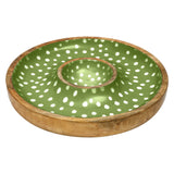 Dexam Sintra Mango Wood Spotted Chip & Dip Bowl - Green