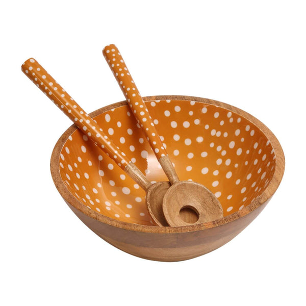 Dexam Sintra Mango Wood Spotted Salad Bowl - Ochre