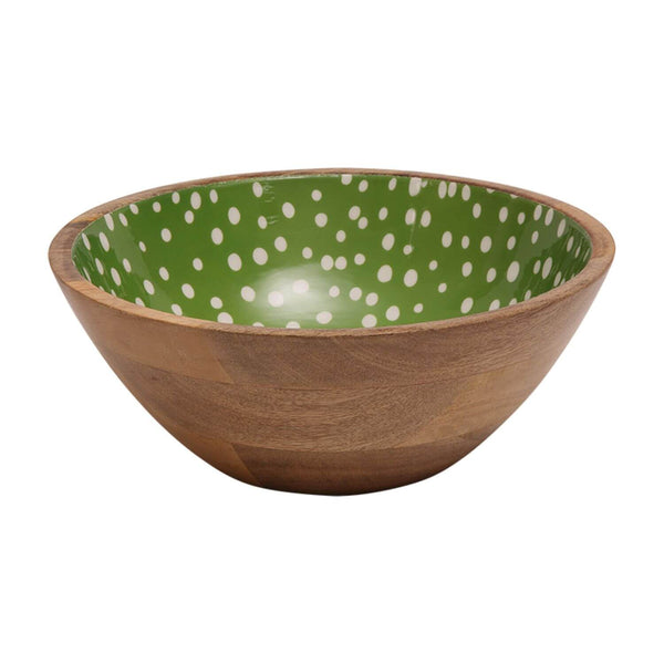 Dexam Sintra Mango Wood Spotted Salad Bowl - Green