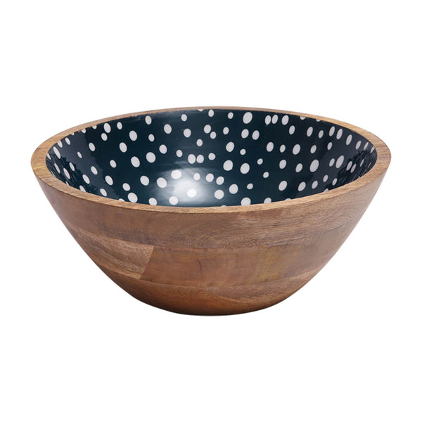 Dexam Sintra Mango Wood Spotted Salad Bowl - Ink Blue