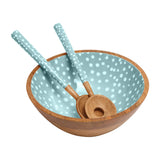 Dexam Sintra Mango Wood Spotted Salad Bowl - Duck Egg