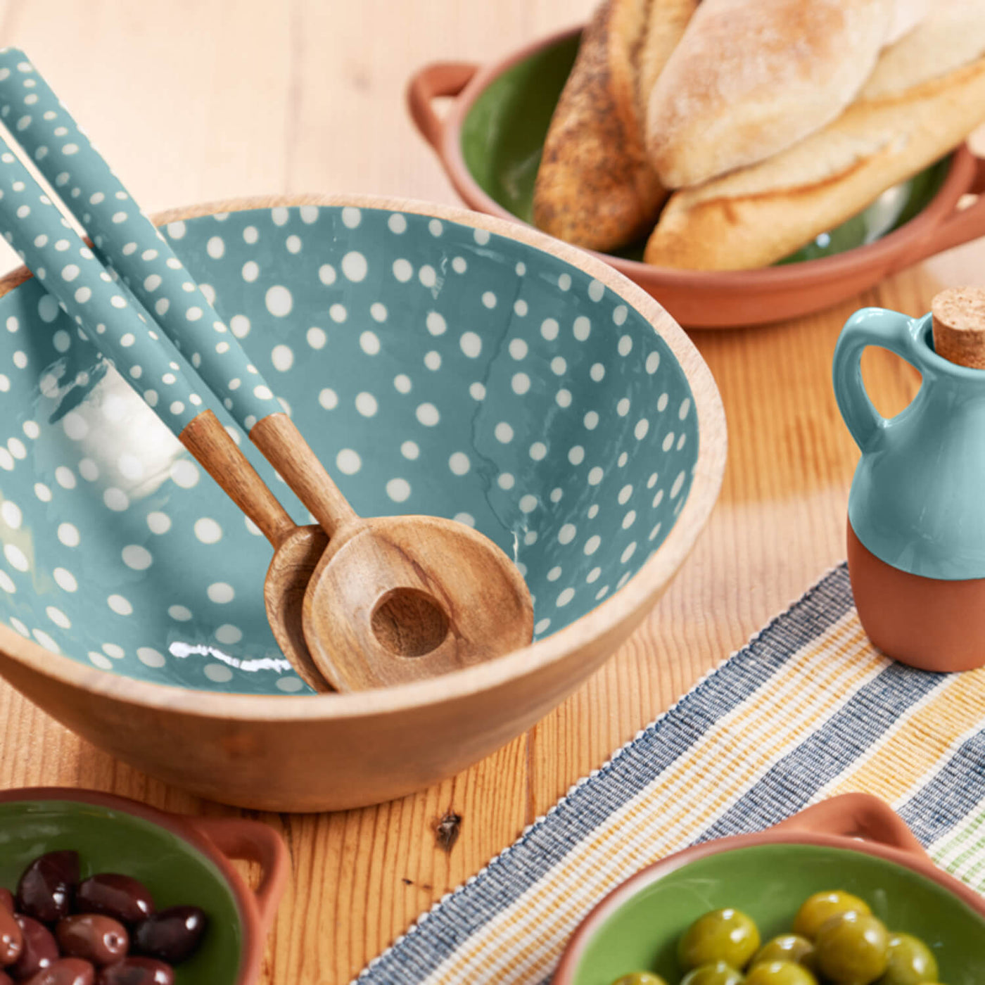 Dexam Sintra Mango Wood Spotted Salad Bowl – Duck Egg | Miriad Quest Leisure - View #12