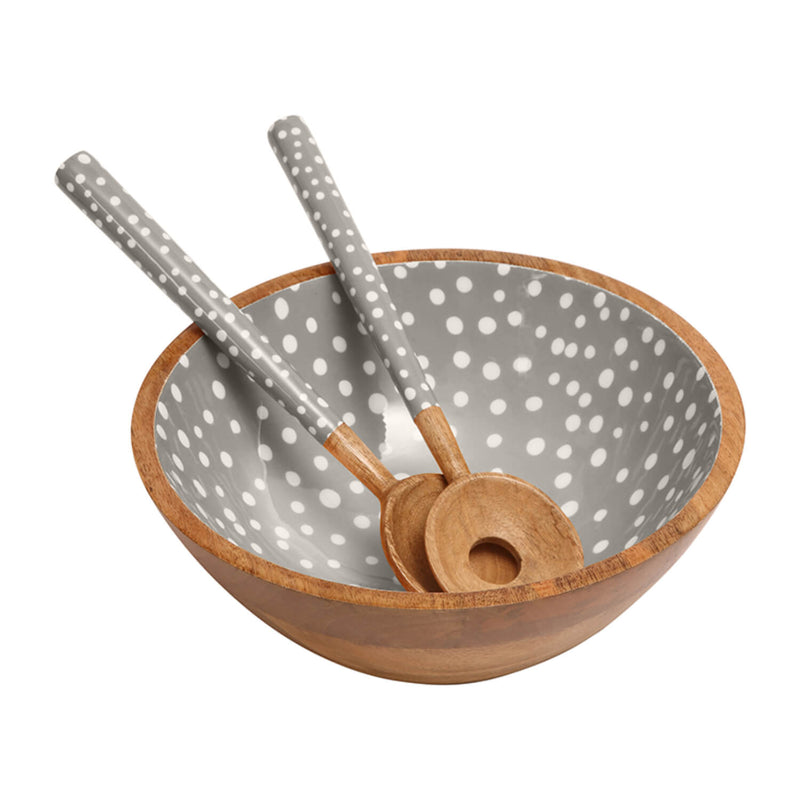 Dexam Sintra Mango Wood Spotted Salad Bowl - Stone