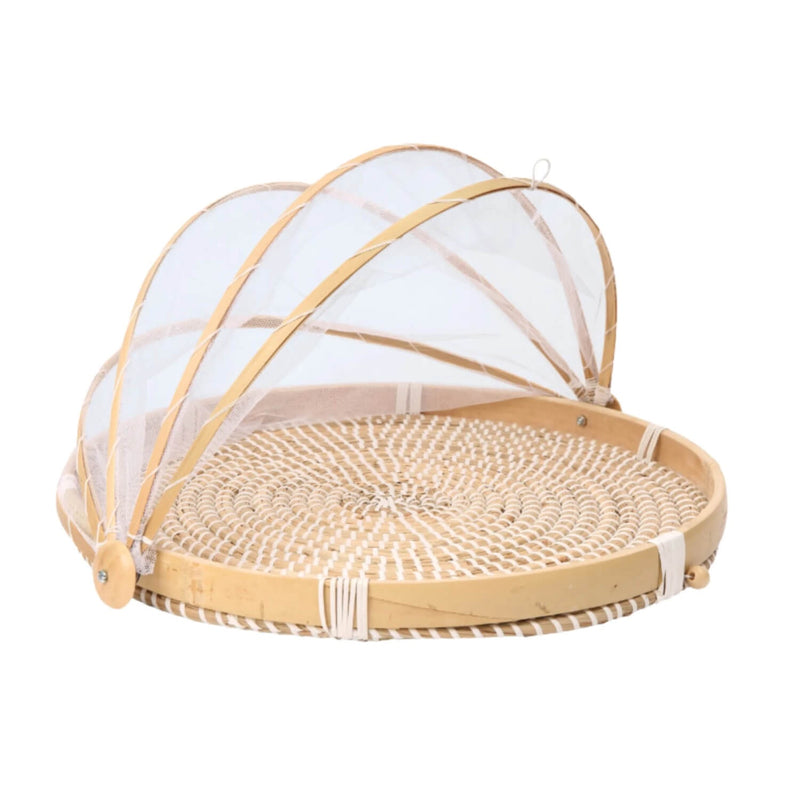 Dexam Sintra Seagrass 19cm Round Tray with Food Cover - Natural