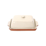 Porto Terracotta Ribbed Butter Dish - Stone