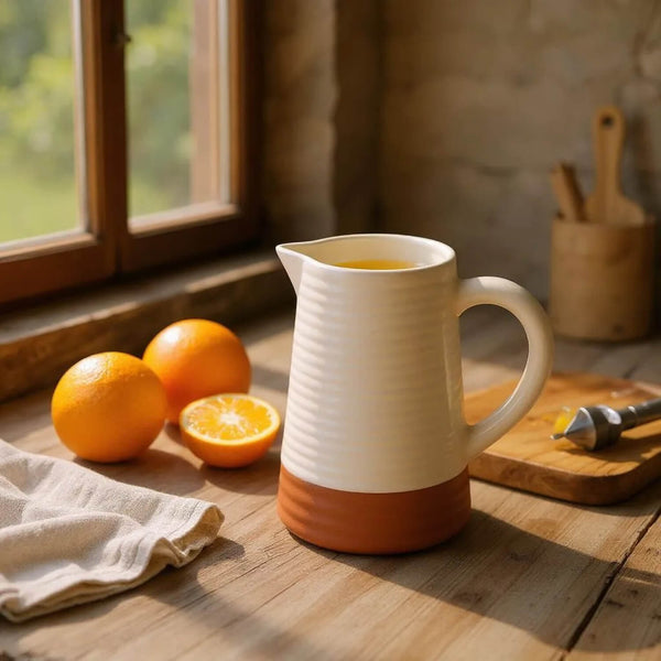 Porto Terracotta 1 Litre Ribbed Jug - Stone