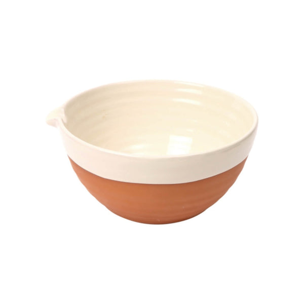 Porto Terracotta 2.2 Litre Large Ribbed Mixing Bowl - Stone