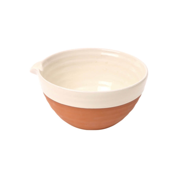 Porto Terracotta 1.6 Litre Small Ribbed Mixing Bowl - Stone