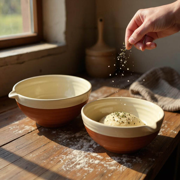 Porto Terracotta 1.6 Litre Small Ribbed Mixing Bowl - Stone