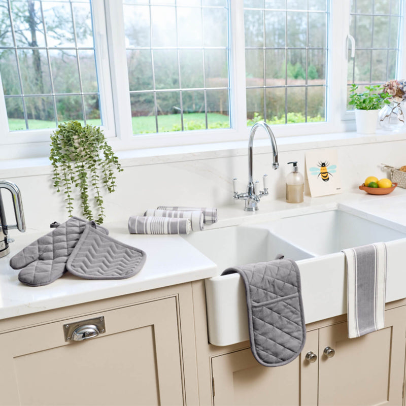 Dexam Love Colour Cotton Double Oven Gloves - Slate Grey