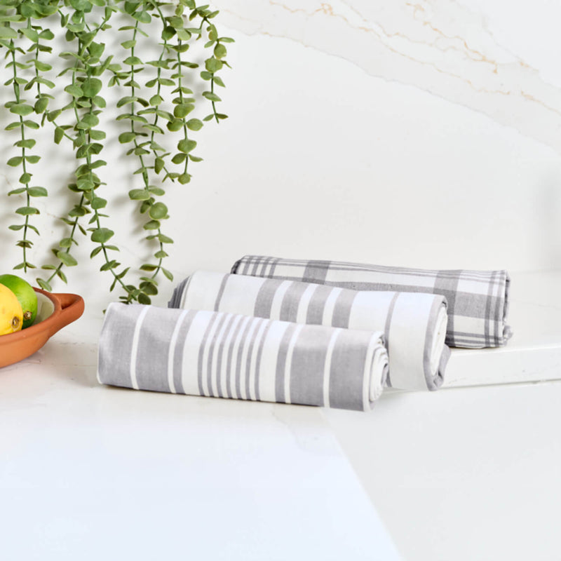 Dexam Love Colour Set of 3 Extra Large Tea Towels - Slate Grey