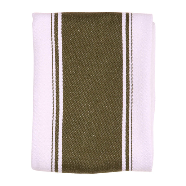 Dexam Love Colour Striped Cotton Tea Towel - Olive Green