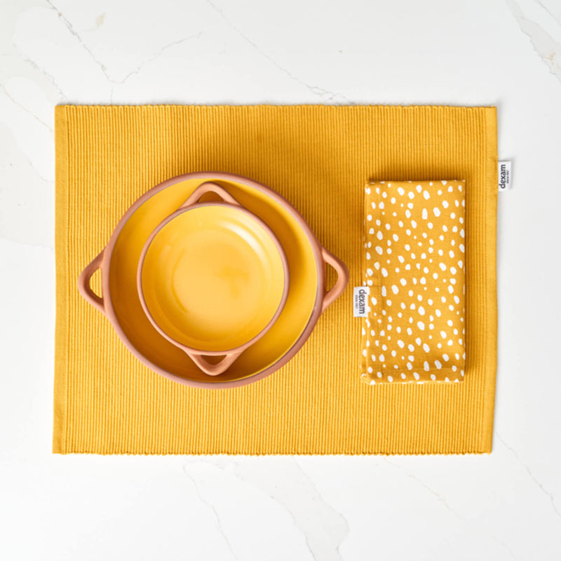 Dexam Sintra 100% Recycled Cotton Spotted Napkin & Placemat Set - Ochre