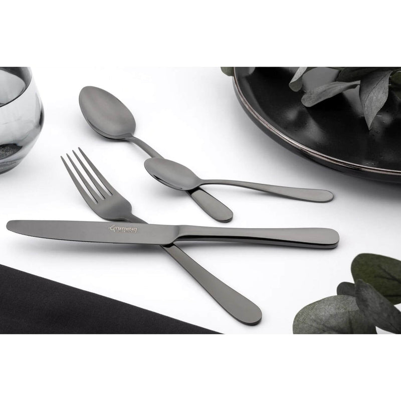 Grunwerg Windsor Stainless Steel 16-Piece Cutlery Set - Black Finish