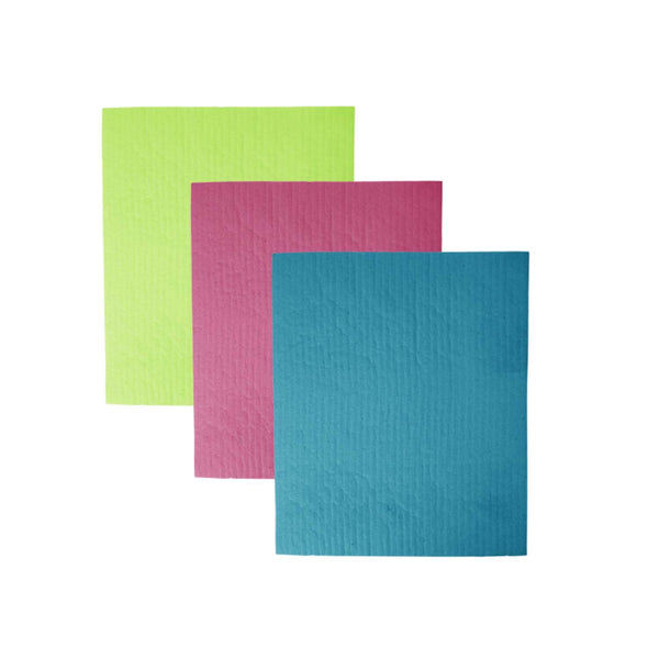 Dexam Swedish Pack of 3 Compostable Dish Cloths - Cerise, Teal, Green
